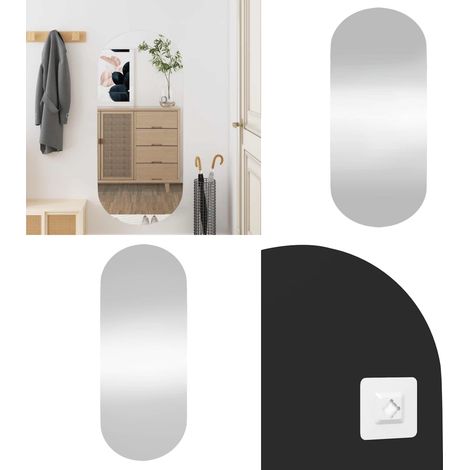 Miroir mural 40x90 cm Verre Ovale - Miroir Mural - Miroir Ovale - Miroir Décoration - Miroir Salle De Bain - Miroir Argenté - Home & Living