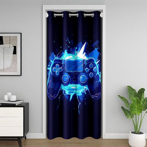 Rideau de porte 106 x 203 cm moderne pour console de jeu pour porte intérieure séparateur de pièce rideau de jeu pour la vie privée mode isolé rideau thermique isolé manette (1/5)