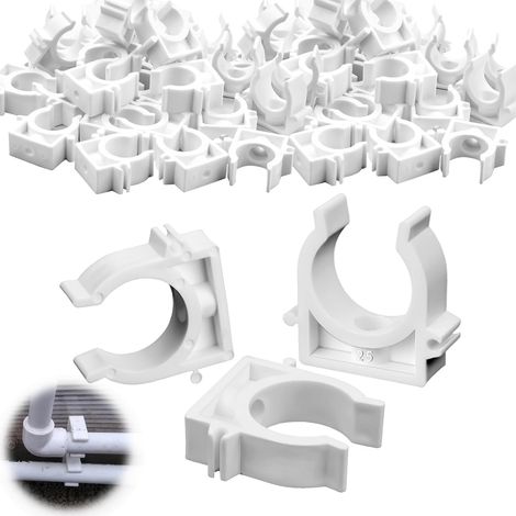 Lot de 100 colliers de serrage - 25 mm - En plastique blanc - Colliers de serrage pour tuyau - Pour tube à barre vide (1/5)