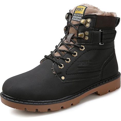 Bottes d'hiver homme cuir PU résistant à l'usure mode travail décontracté chaudes chaussures homme (1/5)