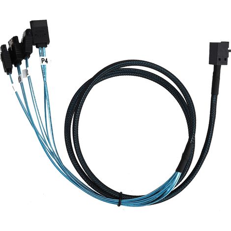 Câble adaptateur Mini SAS HD 12Gb/s SFF-8643 vers 4 SATA LSI, cuivre tressé, 1 mètre (1,1 yard), pour carte adaptateur et remplacement. (1/5)