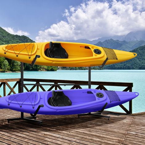 Planches de surf, pagaies debout, cadre métallique, largeur réglable 144-180 cm  Porte-kayaks pour 2 kayaks (1/4)