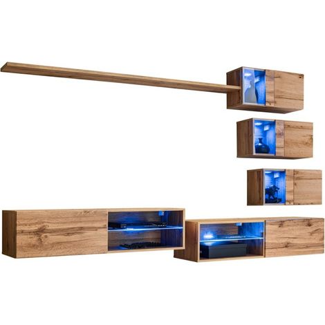 Ensemble meubles de salon SWITCH XXIV – LED – Chêne – Composition murale design (1/5)