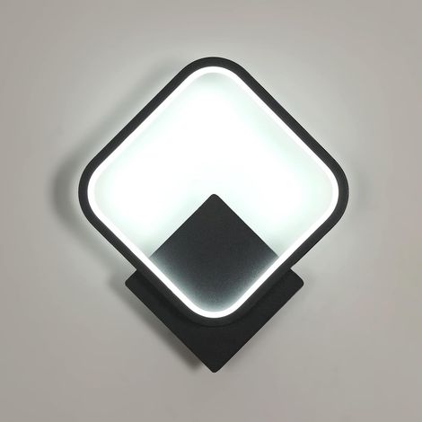 Applique Murale Intérieure, 17W 1912LM Carré Lampe Murale LED Moderne, Aluminium Luminaire Murales Lumière Blanche Froide 6500K pour Chambre Salon Salle de Bain Escalier, Noir (1/5)