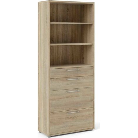 Dmora - Credenza Loise, Buffet da soggiorno, Madia da salotto, Dispensa da cucina, 89x40 h222 cm, Quercia (1/3)
