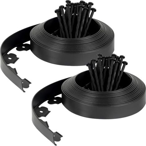 Bordure de Jardin en Plastique Flexible 20 mètres, Hauteur 5cm - avec 60 Piquets d'ancrage – Délimitation Pelouse, Allée, Parterre – Bordurette Extérieure Facile à Installer (1/5)