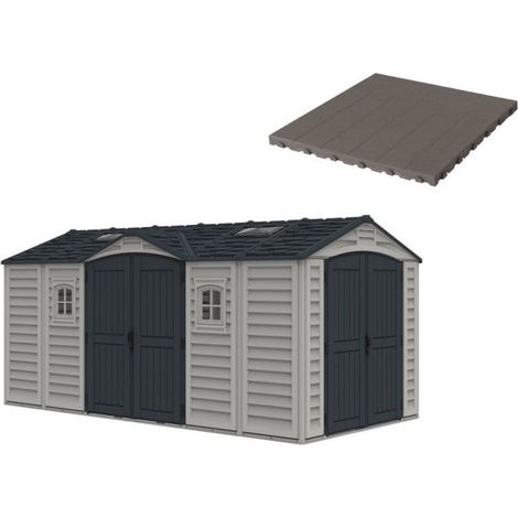 Pavimento per Casetta Box da Giardino 476x246x235 cm in Plastica Grigio