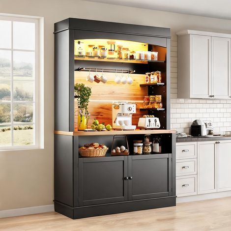 Buffet coloris noir en mDF métal 107 x 43 x 184 cm (1/5)