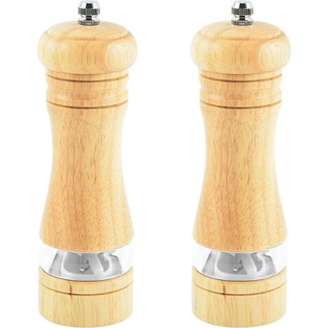 Moulin à poivre, ensemble moulin à sel et à poivre en bois, moulin à sel manuel classique, ensemble moulin à poivre rechargeable avec fenêtre de visualisation en acrylique.