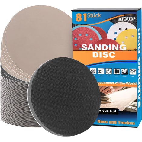 Lot de 81 disques abrasifs ronds en carbure de silicium - 125 mm - Avec grain 240/400/600/800/1000/1500/2000/3000 x 10 - Pour ponceuse excentrique (1/5)