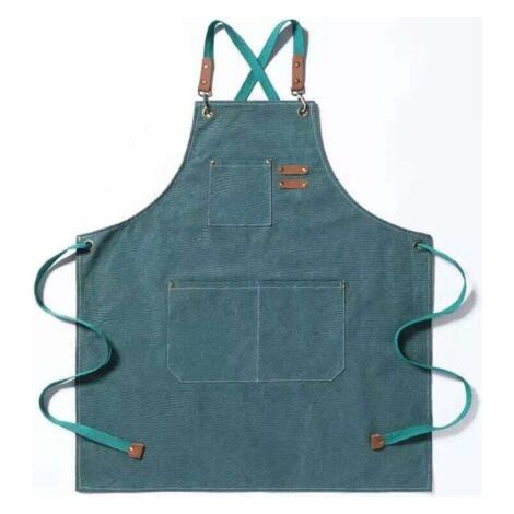 BUNTHAUS PA Tablier de chef, tablier de jardin en toile de coton, avec grandes poches, unisexe, tablier de cuisine durable et ajustable. (1/4)