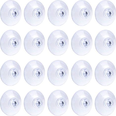Set of 20 cups transparent 3 cm – Plastic PVC flexible – Load maximum 1,4 kg – For surfaces smooth and non poreuses (1/5)