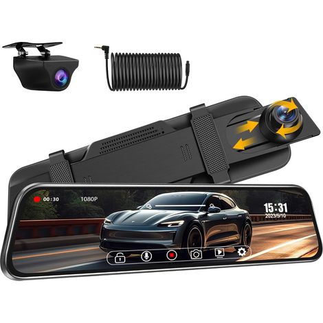 10" Dashcam Voiture Rétroviseur avec Caméra de Recul 1080P pour SUV (1/5)