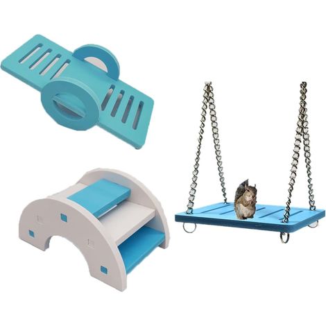 Jouet d'Exercice 3 PCS Avec Pont d'Arc-en-Ciel, Balançoire, Bascule pour Hamster Nain, Chinchilla, Rat, Gerbille, Souris - Accessoire Fitness (1/5)
