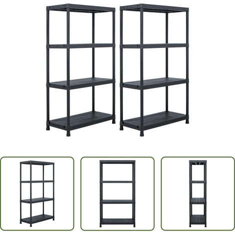 Étagère de cuisine - Étagères de rangement 2 pcs Noir 60x30x138 cm Plastique (1/5)