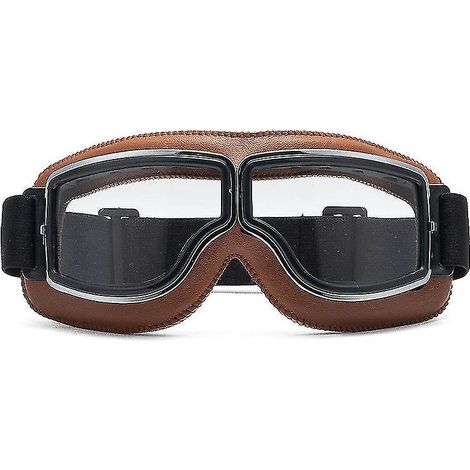 Lunettes de moto vintage marron, style aviateur pliable, verres antibuée et sangle réglable (1/3)