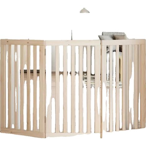Puerta para perros, diseño plegable, madera de álamo resistente, marrón. (1/2)