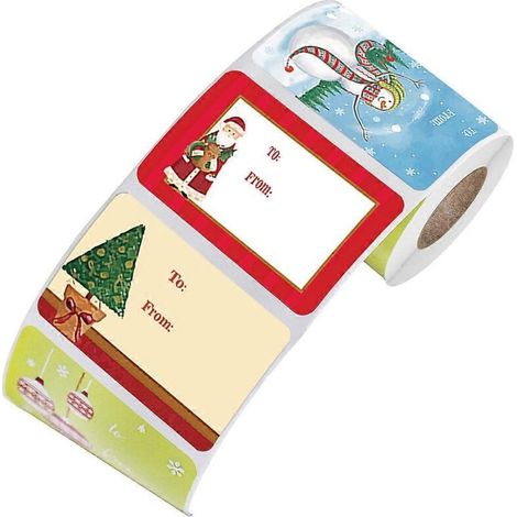 Autocollants Joyeux Noël (250 pièces/rouleau) - Étiquettes autocollantes pour emballages cadeaux de Noël (1/5)