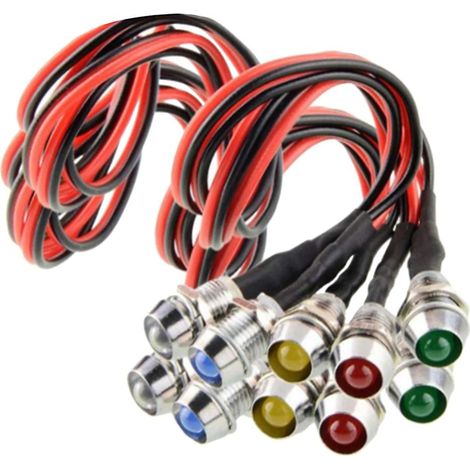 10 Indicateur LED, 12V, alliage laiton, étanche, voiture camion bateau (1/5)