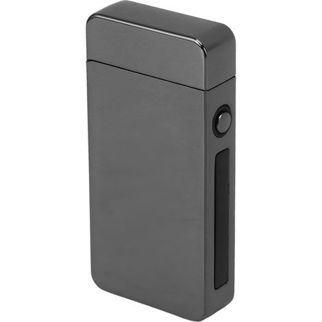 Briquet électrique à double arc, rechargeable, coupe-vent, sans flamme, 220 mAh, en alliage d'aluminium, USB, noir (1/5)