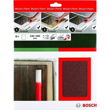 BOSCH - 6 FOGLI ABRASIVI MANUALI PER LEGNO ROSSI 230x280MM