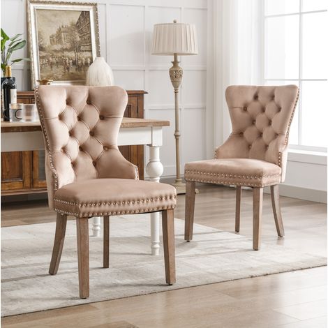 Set di 2 sedie 64 x 53,5 x 95 cm in velluto marrone, gambe in legno regolabili – MEUBLIV (1/5)