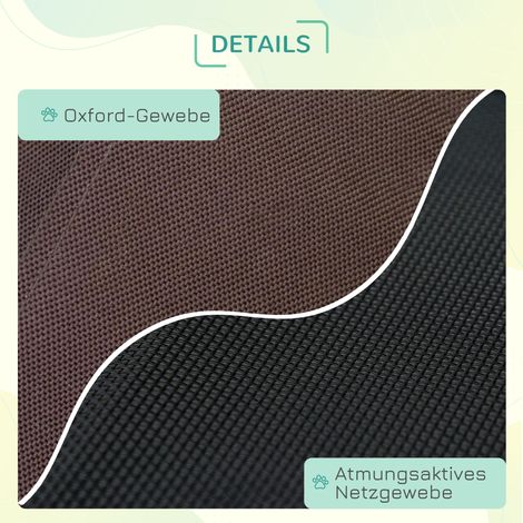 Panier pliable pour chien avec auvent, lit extérieur en tissu mesh, coussin intégré, couleur marron et noir (1/4)