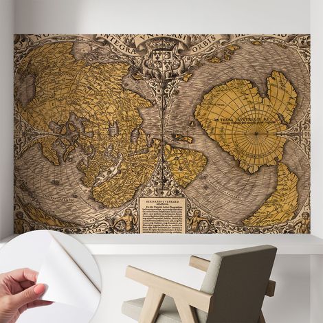 Tapete adhésive moderne pour salon et chambre à coucher Décoration rapide avec colle Cartographie historique 104x70 cm (1/5)