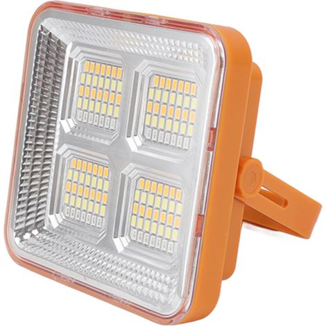 Lampe solaire LED portable magnétique de travail, jaune, idéale pour le camping et l'éclairage d'urgence en extérieur. (1/5)