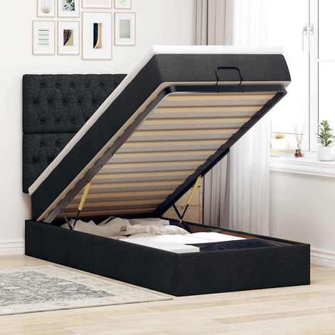 vidaXL Lit ottoman avec matelas et LED noir 80x200cm tissu (1/5)