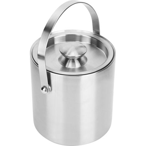 Seau à glace avec couvercle, double paroi, en acier inoxydable, pour vin et champagne, 2 L. (1/5)