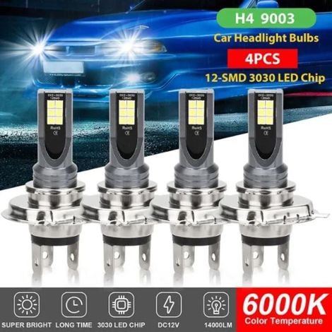 H4 9003 HB2 LED-Lampenset für Scheinwerfer (4 Lampen), Abblend- und Fernlicht, 14.000 lm, 6.000 K, reinweiß (1/4)