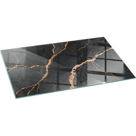 Plaque décorative de sol avec impression sous cheminée protection et design Marbre élégant avec veines 100x50 cm