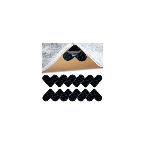 12 Pcs Antidérapants pour Tapis, Adhésifs Réutilisables Puissants, Protection Sol Bois Marbre Carrelage, Fixation Sécurisée et Invisible (1/4)