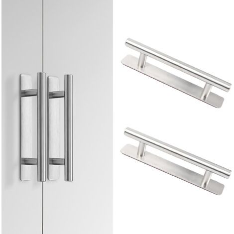 2PCS Poignée de Meuble Autocollante en Aluminium, 150 mm Poignées Autocollantes Cuisine Chambre Porte Coulissante, Autocollant Poignée Tiroir Auto-Adhésive Boutons de Portes Tirer (Argent) (1/5)