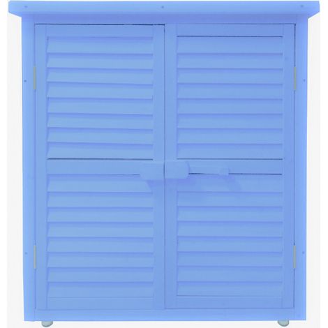 Habrita – Armoire de jardin en bois bleu 0,25 m³ – 2 étagères – Toit bitumé résistant aux intempéries – Dimensions 87x46,5x95 cm (1/5)