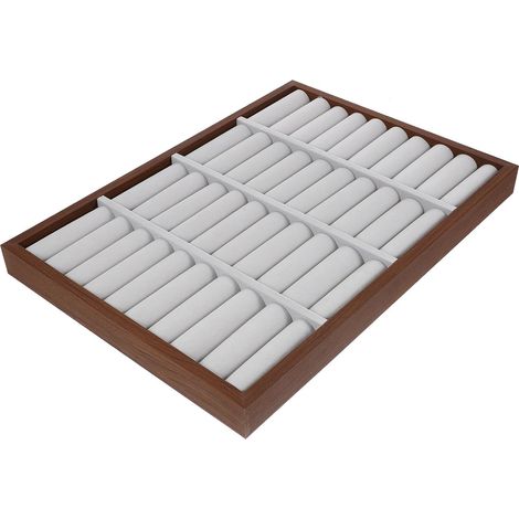 Présentoir Bijoux en Bois Noyer Noir, Plateau Organiseur à Bagues et Bracelets, Rangement Compact Solide, Indispensable pour Boutique et Usage Voyage, Plateau à Bijoux (1/5)