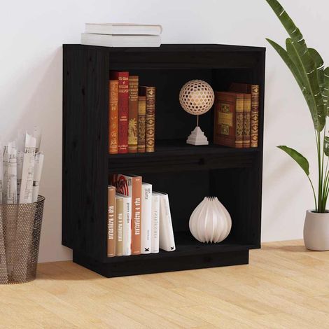 Armoire console en bois de pin massif noir avec rangement 60 x 34 x 75 cm - PANGIVO (1/5)