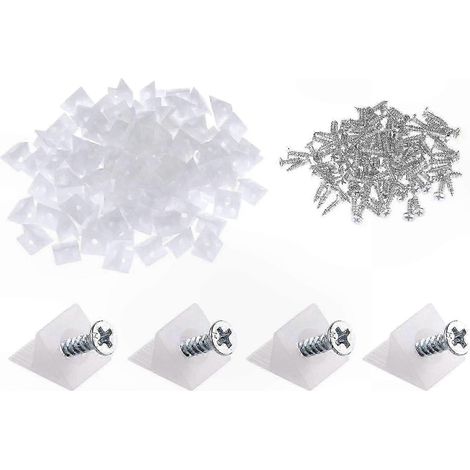 Kit de Réparation pour Tiroirs 100 Pièces, Coins en Plastique et Vis pour Fixation de Fond de Meuble, Blanc (1/5)