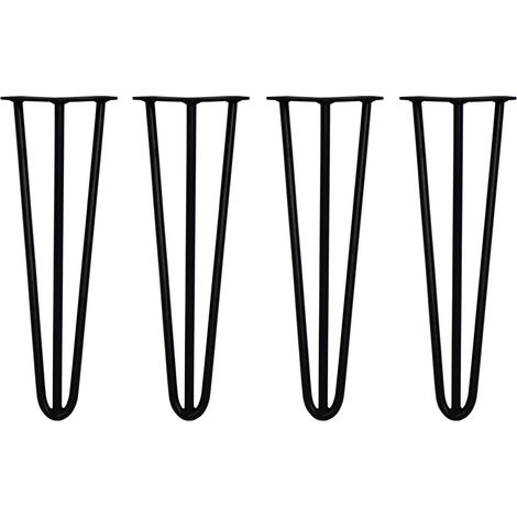 4 x 16" Hairpin Legs - 3 Prong - 12mm - Black