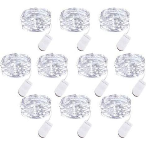 A set of 10 battery powered LED string lights, 1 meter copper wire and 10 LED bulbs, ideal for decorating a room, home, party, wedding, festival or a (1/4)