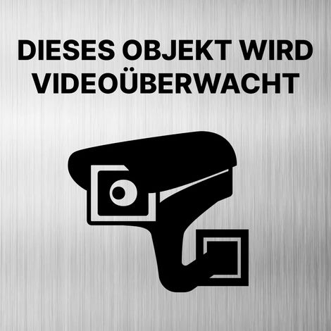 Panneau d'avertissement « Caméra de vidéosurveillance » Dibond/Alu 3 mm 12 x 12 cm avec pastille adhésive 5 (1/5)