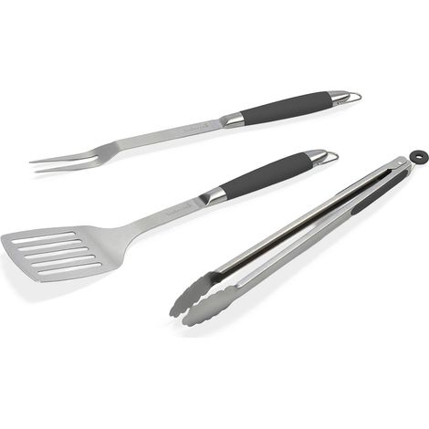 Set de 3 ustensiles Black Pepper - Spatule / Fourchette / Pince - Inox