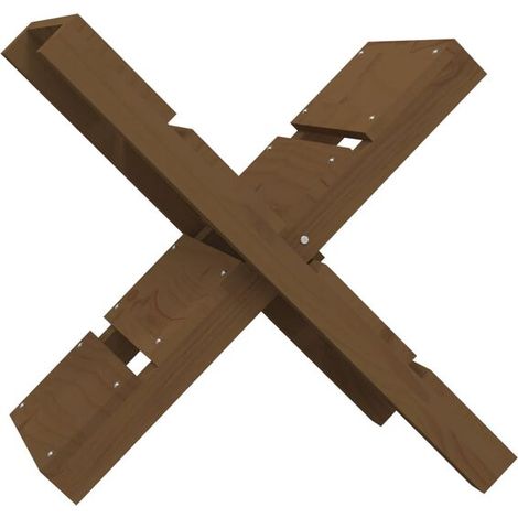 Porte-bûches, brun miel, 47 x 39,5 x 48 cm, bois de pin massif. (1/5)