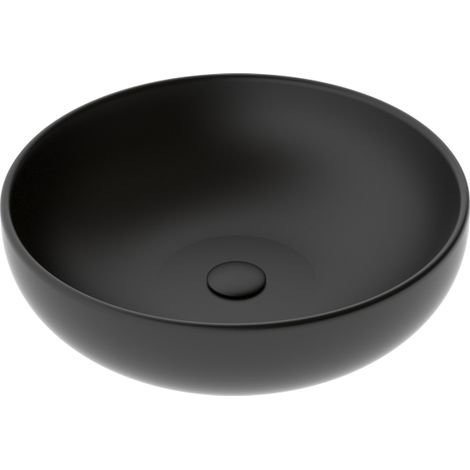 Lavabo Easy appoggio salvaspazio Ø45 tondo in ceramica nero opaco