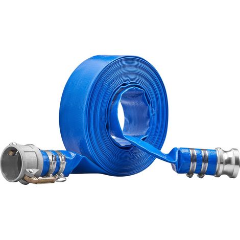 Tuyau de lavage à contre-courant 51 mm x 15,24 m, PVC renforcé, raccords Camlock en aluminium, pour piscine, bleu (1/5)