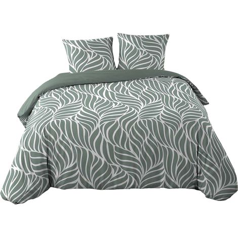 Bettwäsche-Set aus Baumwolle mit Blättermotiv, 240 x 220 cm