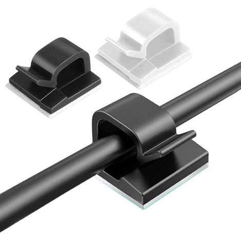 50PCS Clips Câbles Clips Câble Adhésif Clips Rangement Câble Attache Cable adhesif Rangement Accroche Cable Fixation Auto Collant cavalier cable electrique la gestion des câbles Transparent