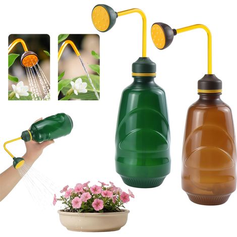 Petit arrosoir 2 en 1 avec douchette à balle – Pulvérisateur pour plantes 450 ml pour arrosage précis des plantes sensibles, bonsaï et culture, avec tête d'arrosage à 360° et poids du tuyau (1/5)