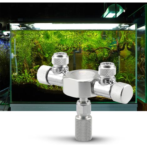 Régulateur de CO2 pour aquarium avec distributeur et vanne de réglage fin à aiguille pour régulateur de CO2 à 2 sorties (1/5)
